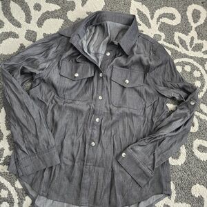 Gray Long Sleeve Button-Up Shirt NEW